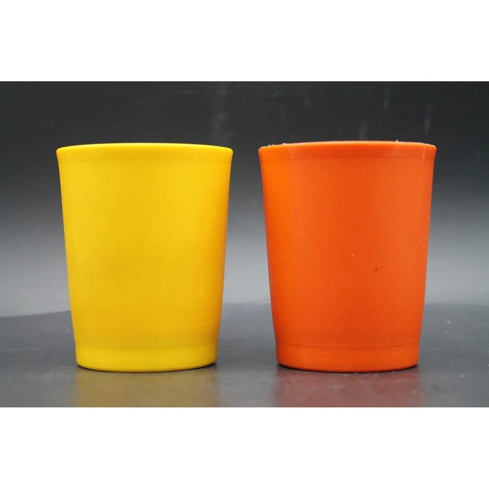 Vintage Tupperware Tumblers Set of 2 Orange Yellow Made in USA 3.5